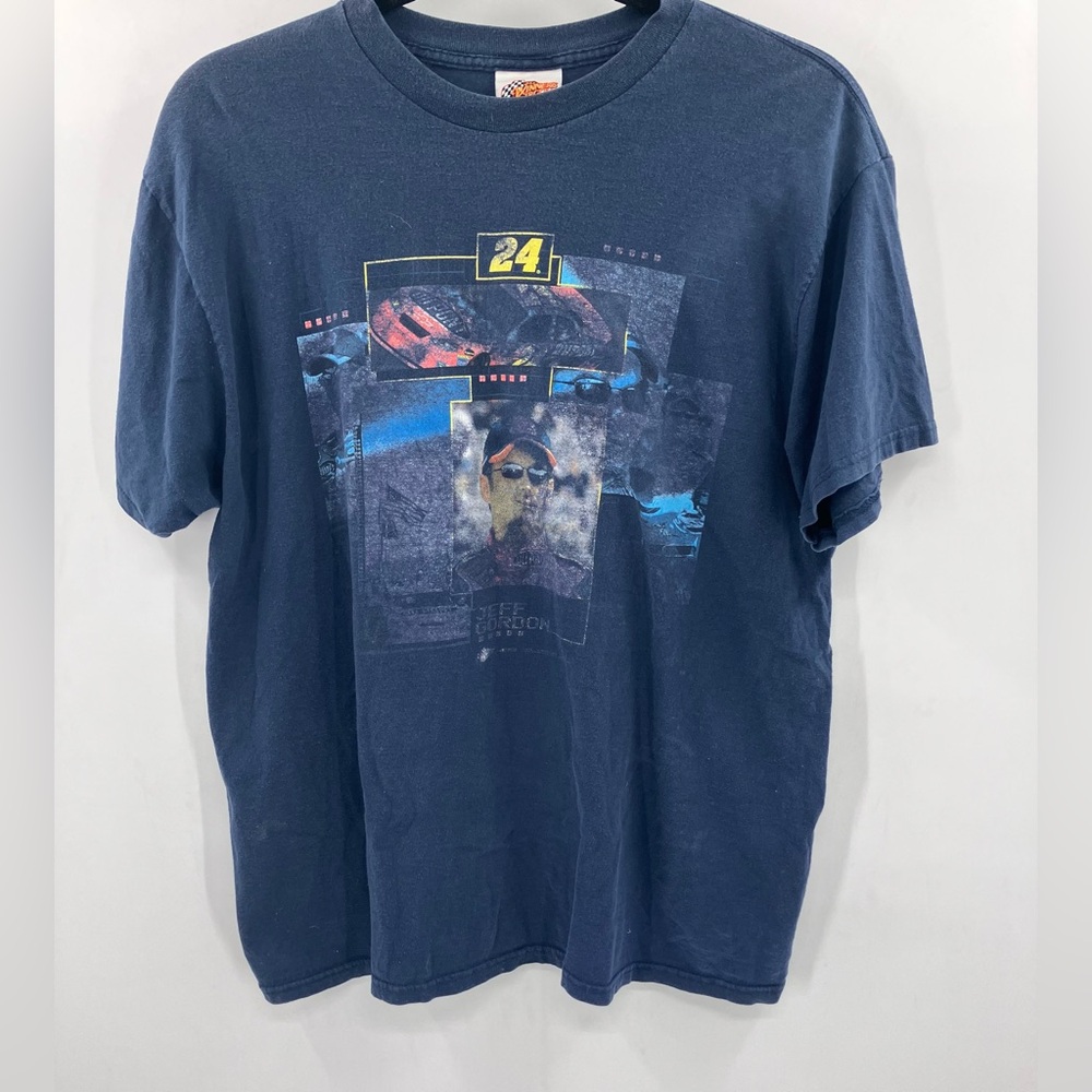 Men’s Jeff Gordon Blue Y2K Racing Shirt Size- Unknown, Measurements are provided